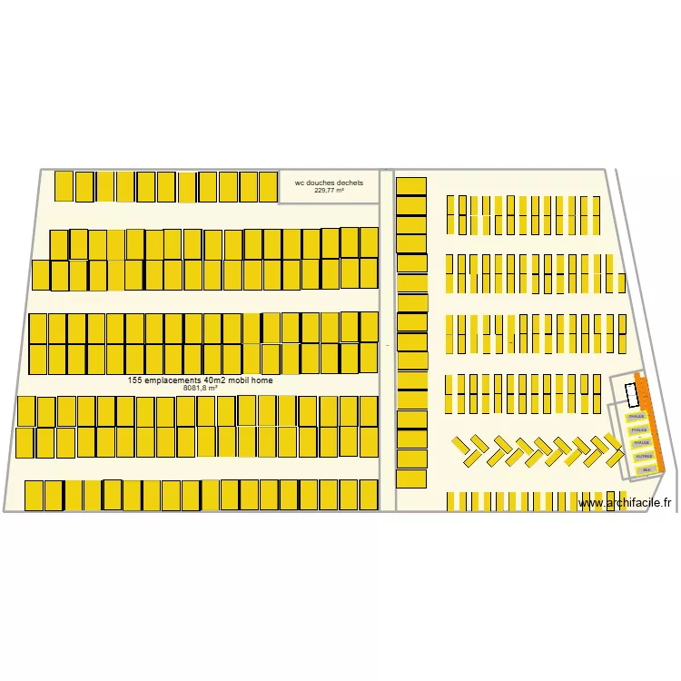 PLAN CONTENEUR EMBALLAGE et parking camping. Plan de 