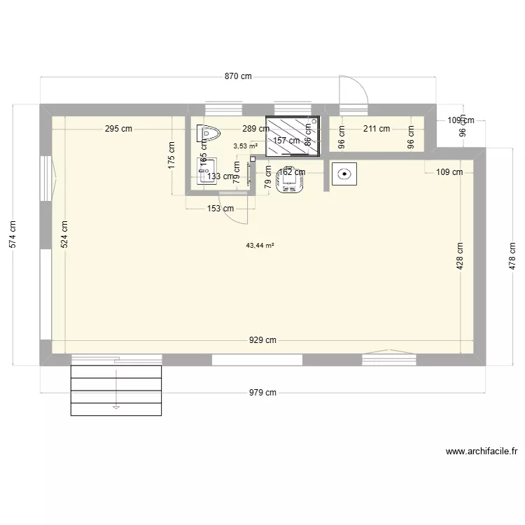 Salle de bain et WC Hauterive. Plan de Salle de bain et WC Hauterive. Plan de