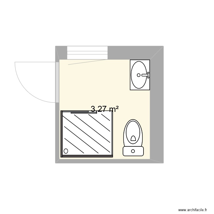 Audierne sdb. Plan de 1 pièce et 3 m2