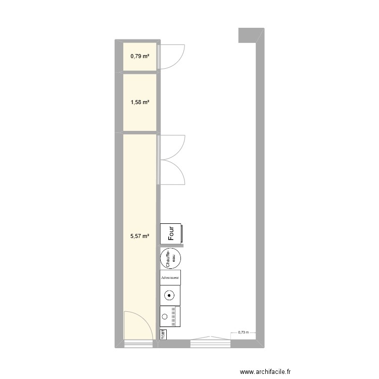 cuisine céc alex. Plan de 3 pièces et 8 m2