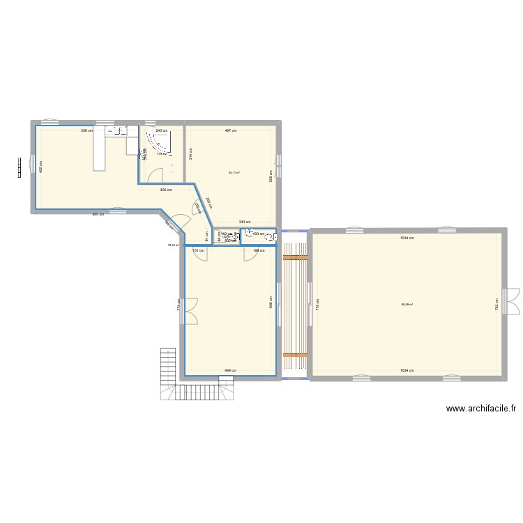 agrandissement Gîte. Plan de 5 pièces et 185 m2