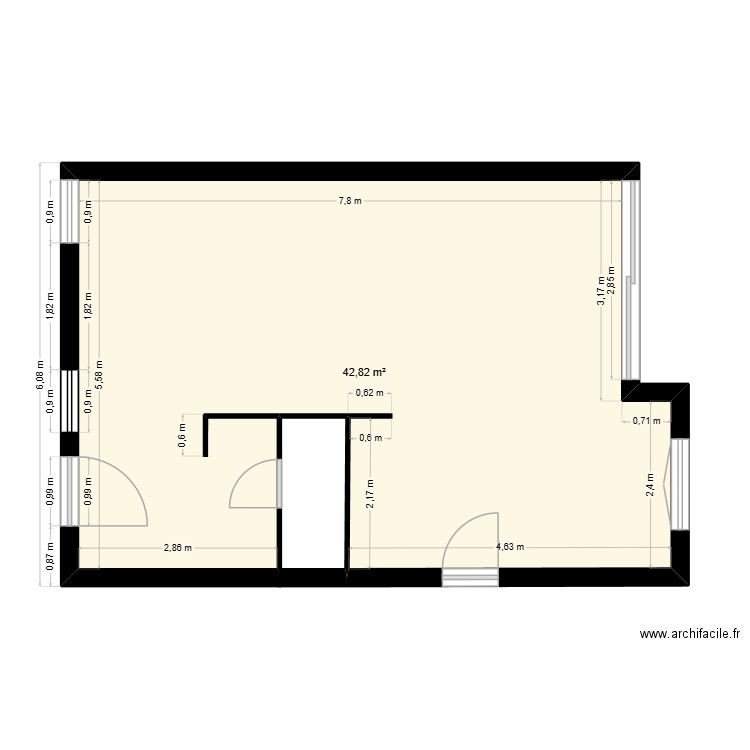 Plan 2D Salon SàM Céline & Phil. Plan de 1 pièce et 43 m2