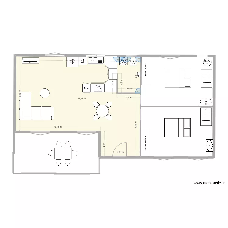 Meschers 2. Plan de 1  et 54 m²
