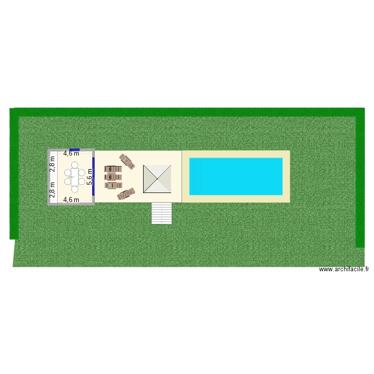 Piscine. Plan de 1 pièce et 26 m2