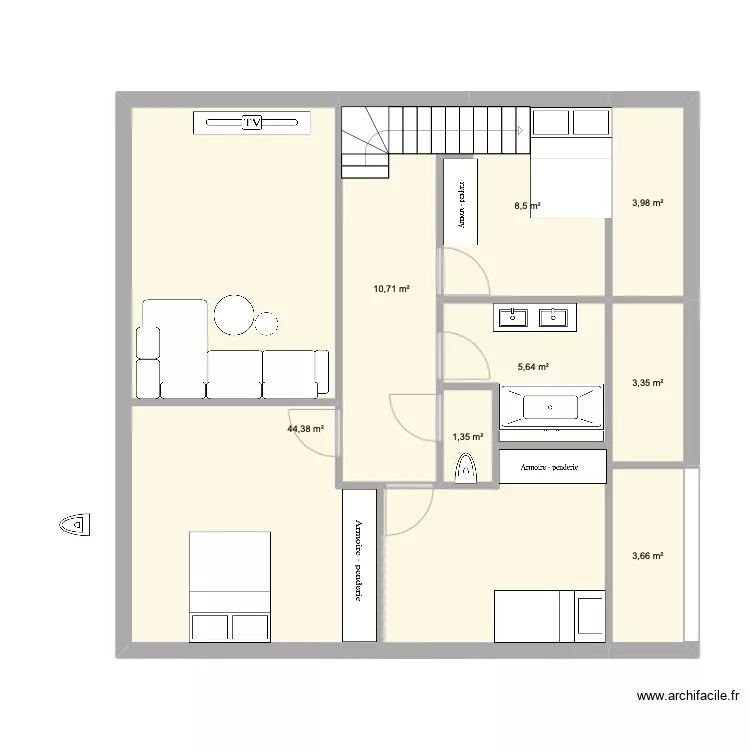 GRAND DUPLEX MODELE 2 bis  CHAMBRE. Plan de 