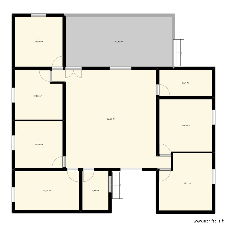 nou. Plan de 10 pièces et 183 m2