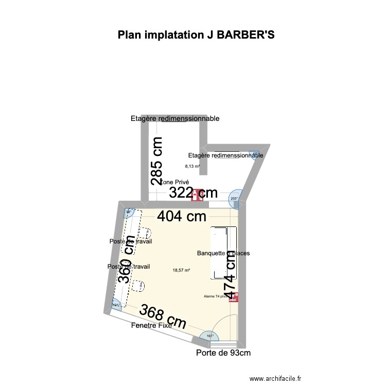 PLAN J BARBER'S IMPLANTATION. Plan de 2 pièces et 27 m2
