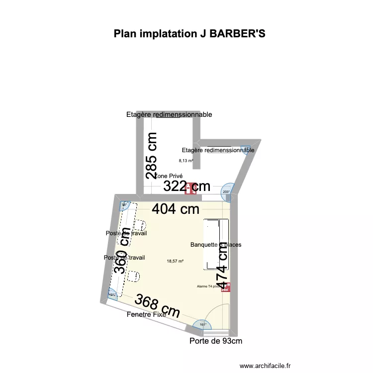 PLAN J BARBER'S IMPLANTATION. Plan de 