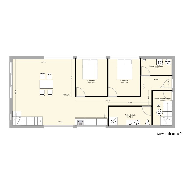 Plans St mere. Plan de 6 pièces et 88 m2