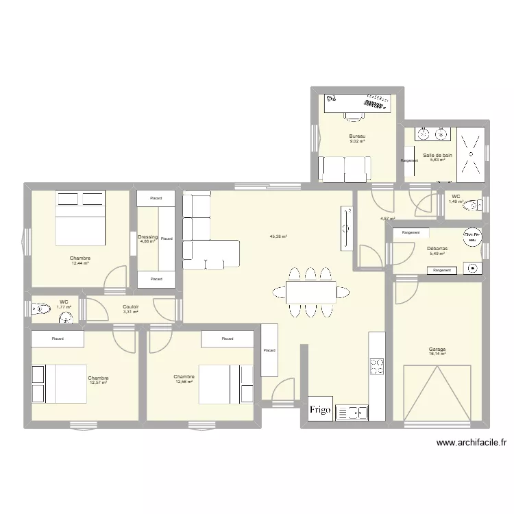 plan_t5. Plan de 13 pièces et 136 m²