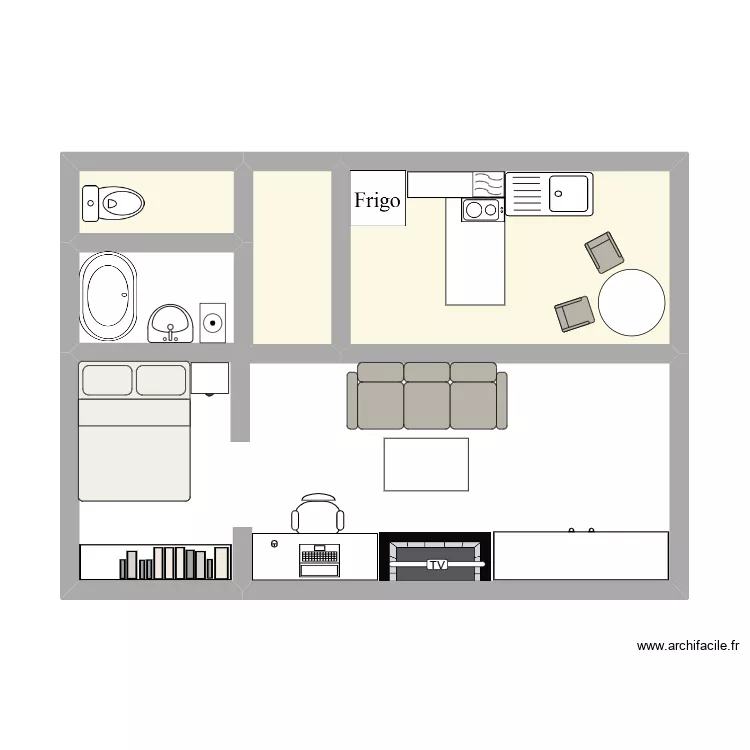 maison. Plan de 3 Pièces et 16 m²