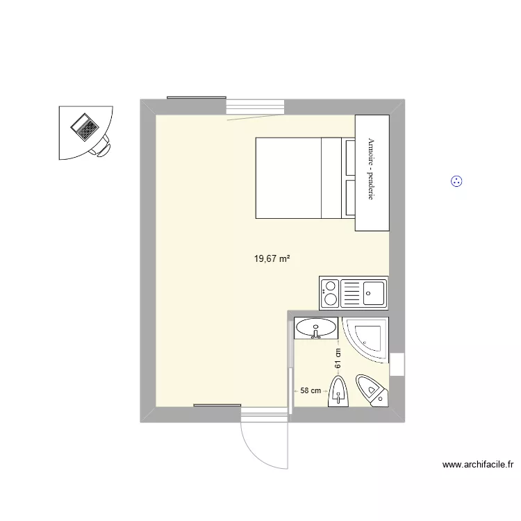 Studio 20 m² - Mathieu. Plan de Studio 20 m² - Mathieu. Plan de