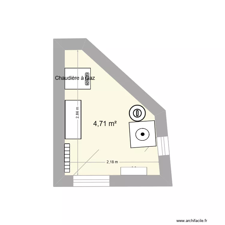 Chaufferie. Plan de 1 pièce et 5 m²