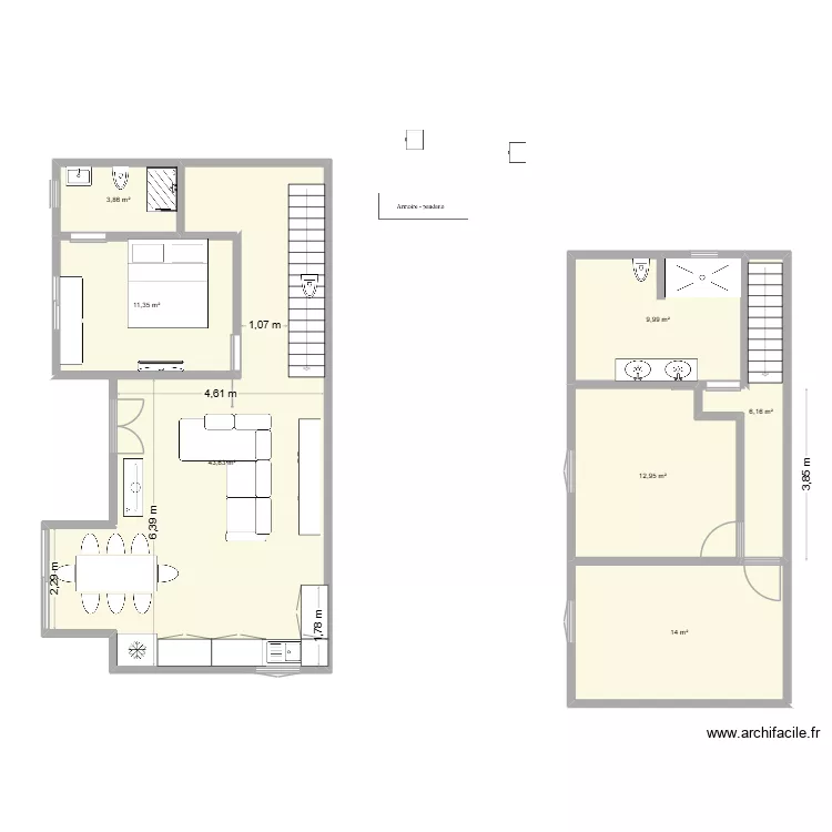 bez 1. Plan de 7  et 102 m²