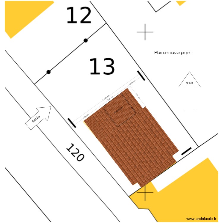 Plan de masse projet 1. Plan de 0 pièce et 0 m2