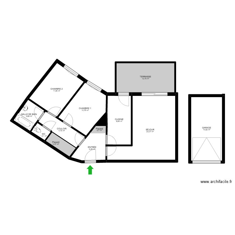 BI 17006. Plan de 13 pièces et 100 m2