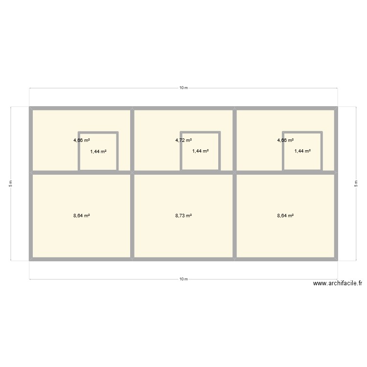 chenil simple. Plan de 9 pièces et 49 m2