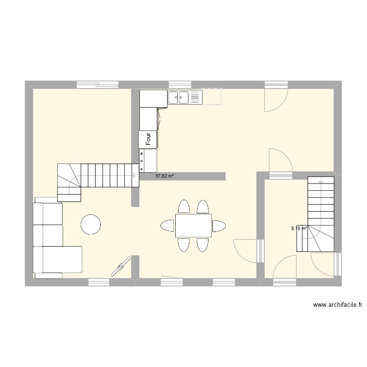 Maison idées. Plan de 2 pièces et 66 m2