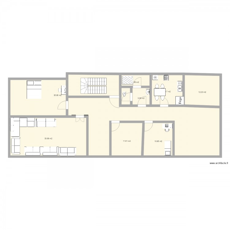 1ere etage. Plan de 9 pièces et 179 m2