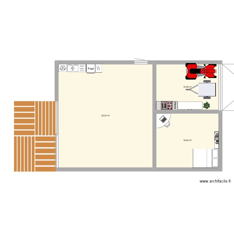 meson. Plan de 3 pièces et 87 m2