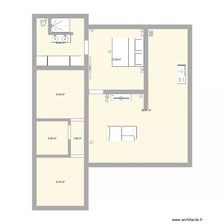 villa 2. Plan de 7  et 83 m²