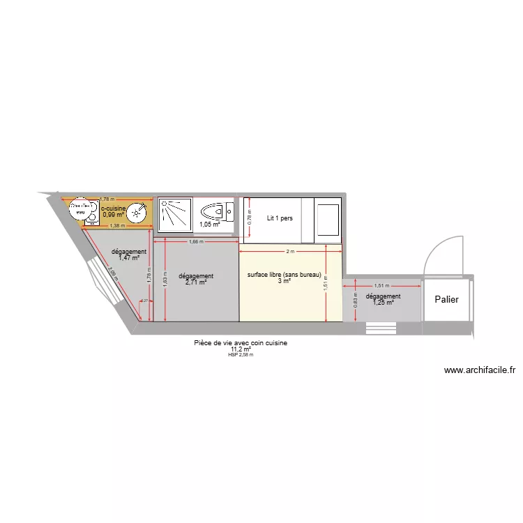 58O. Plan de 3  et 13 m²
