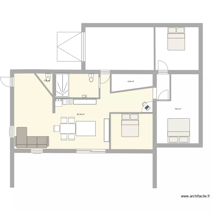 Maison. Plan de 4 et 88 m² Maison. Plan de 4 et 88 m²