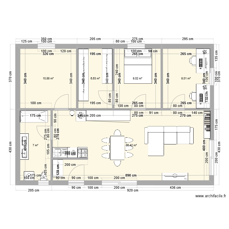 plan appart. Plan de 6 pièces et 78 m2