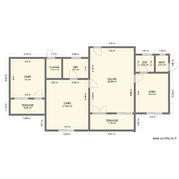 @22. Plan de 10 pièces et 105 m2
