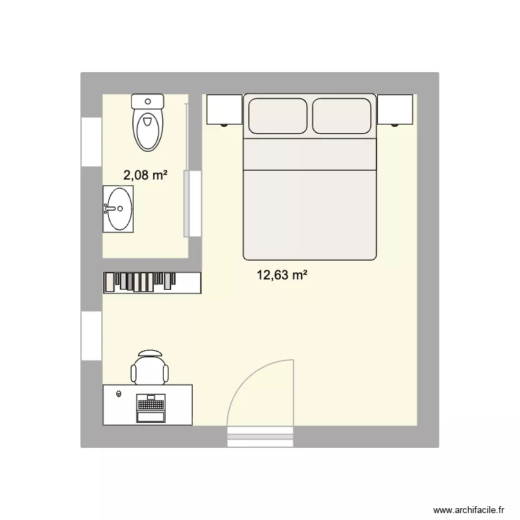 BUREAU SOUS SOL. Plan de 2 Pièces et 15 m²
