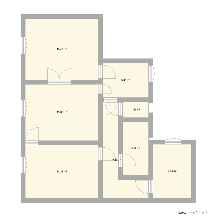 Appartement impasse 14 vEUG. Plan de 8 pièces et 74 m2