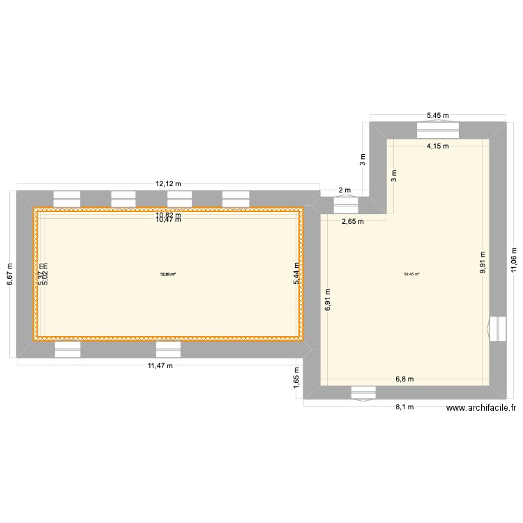 1er - La Soubardais. Plan de 3 pièces et 170 m2