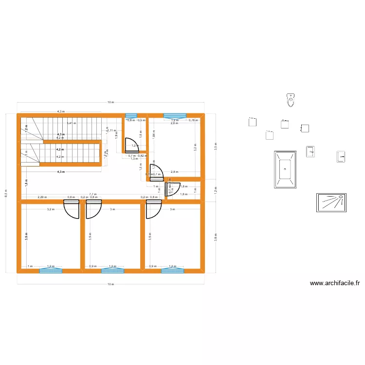 AM.Drici-ETAGE. Plan de 8 pièces et 71 m²