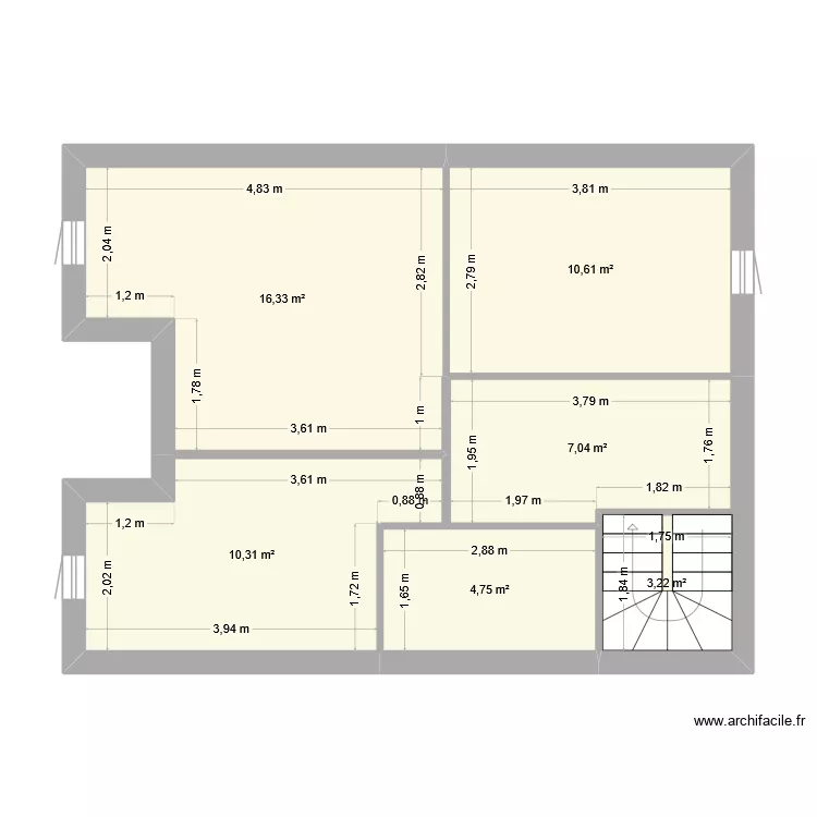 RDC actuel. Plan de 6 et 52 m² RDC actuel. Plan de 6 et 52 m²