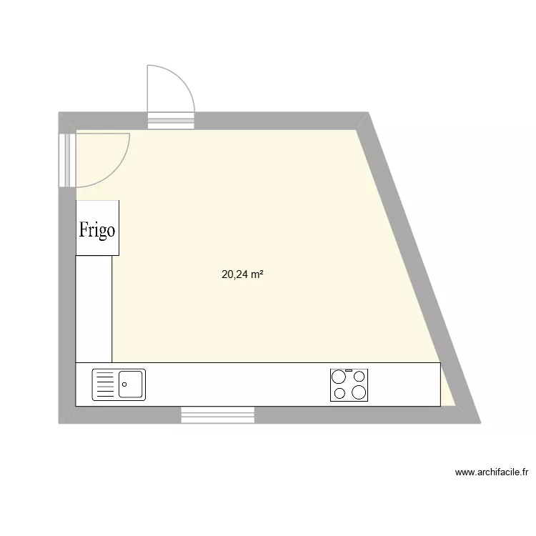 Cuisine st G initial. Plan de 1  et 20 m²
