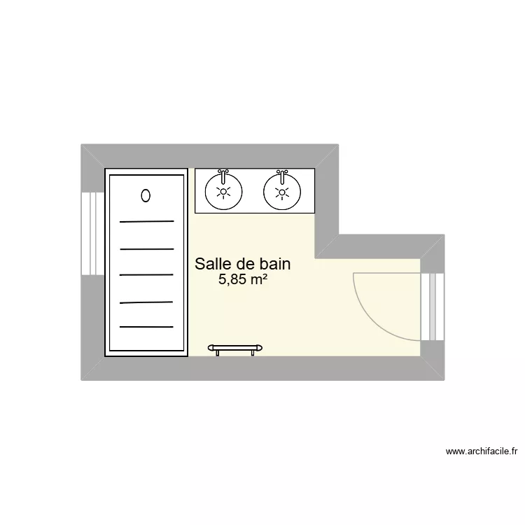 Colas. Plan de 1 pièce et 6 m²