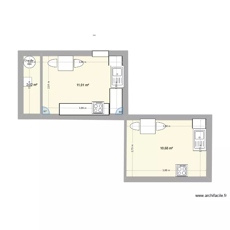 PLAN CAVE BIS. Plan de 3  et 24 m²