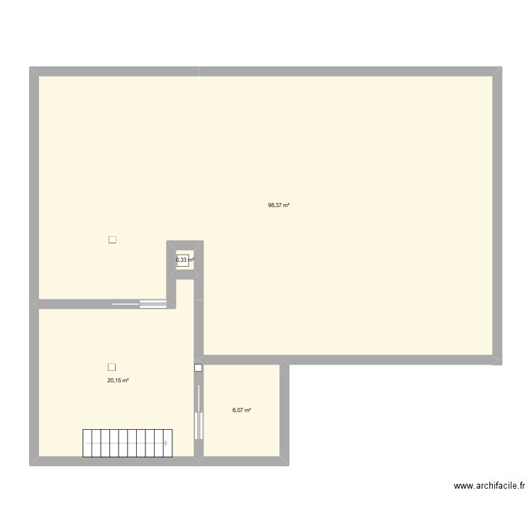 grange. Plan de 4 pièces et 125 m2