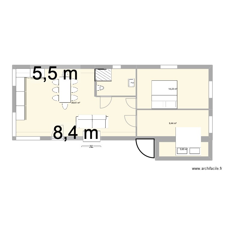 projet. Plan de 4 pièces et 67 m2