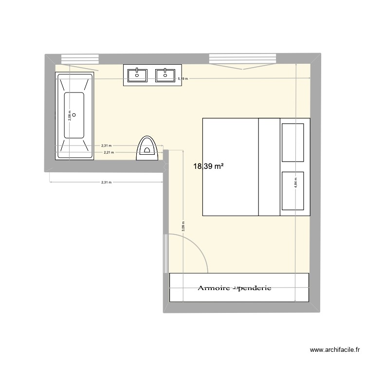 Chambre + SDB Lully. Plan de 0 pièce et 0 m2
