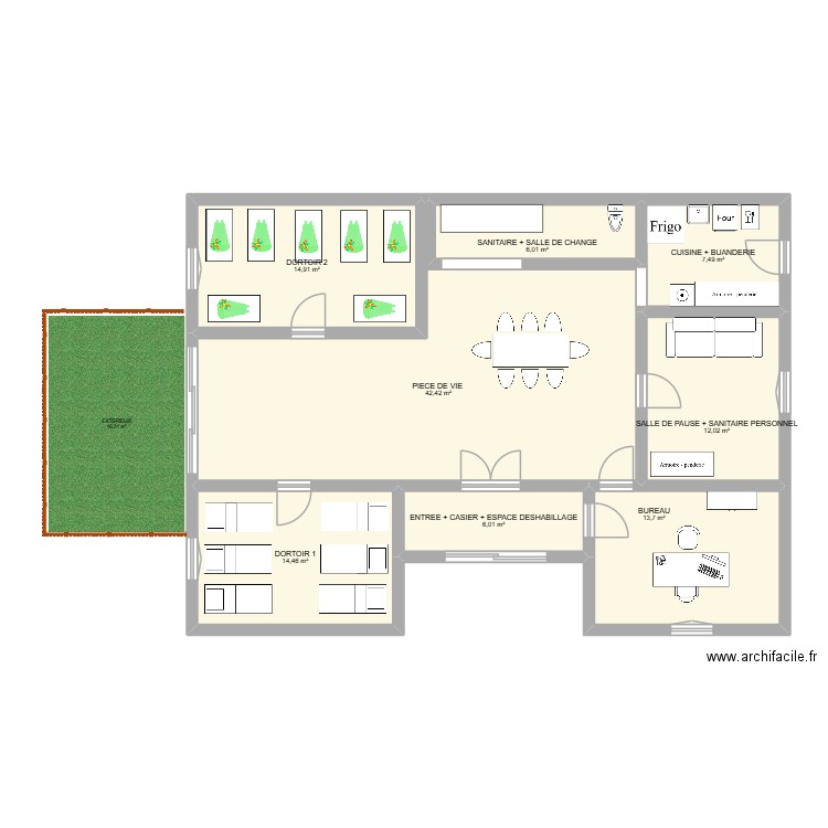 projet creche néac. Plan de 8 pièces et 117 m2