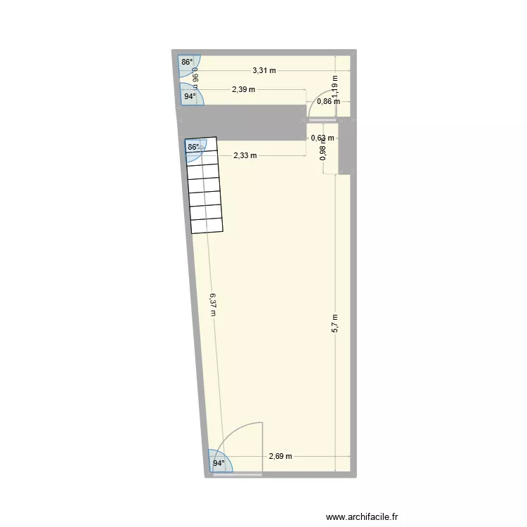 BEY RDC. Plan de 5  et 23 m²