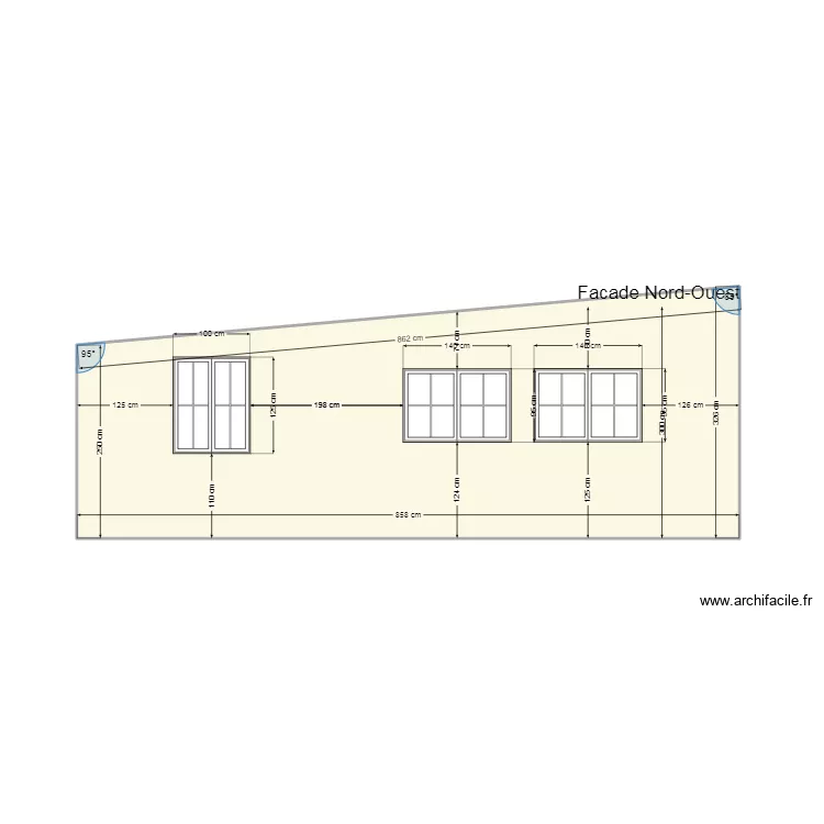 Façade nord-ouest nouvelle inclinaison. Plan de Façade nord-ouest nouvelle inclinaison. Plan de