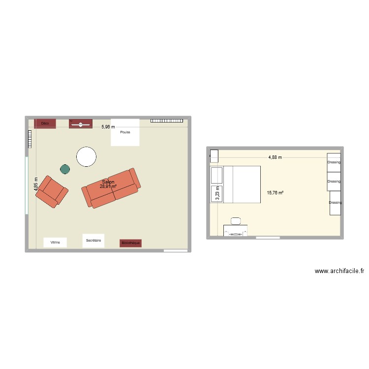 Lille. Plan de 2 pièces et 45 m2