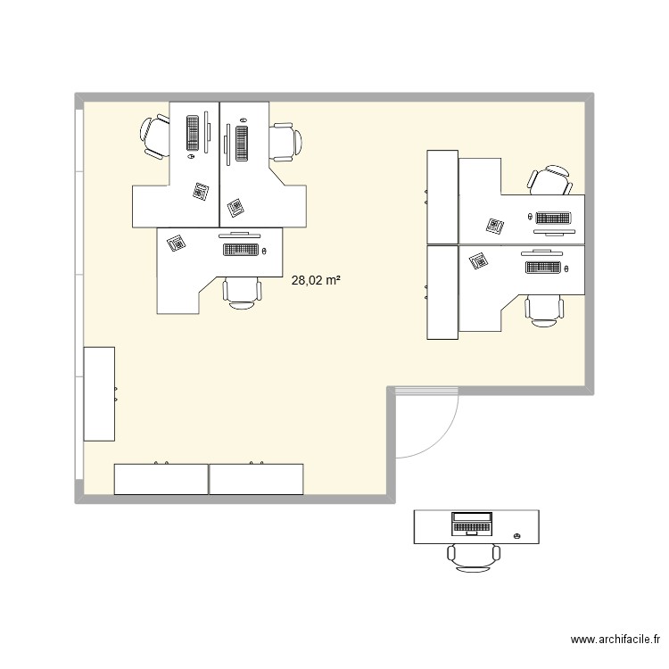 PLAN 1 BUREAU COMPTA v2. Plan de 1 pièce et 28 m2