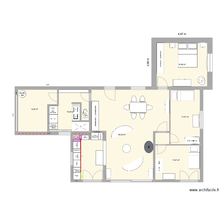 21/04 ESSAI NORD. Plan de 7 pièces et 104 m2