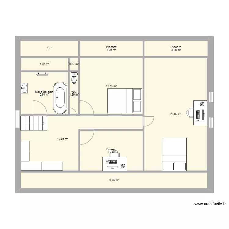 &eacute;tage carrez. Plan de 12  et 85 m²