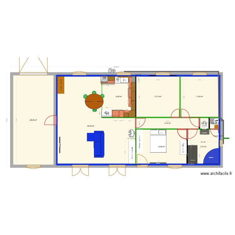 JM travaux 2025 - 1. Plan de 13 pièces et 129 m2