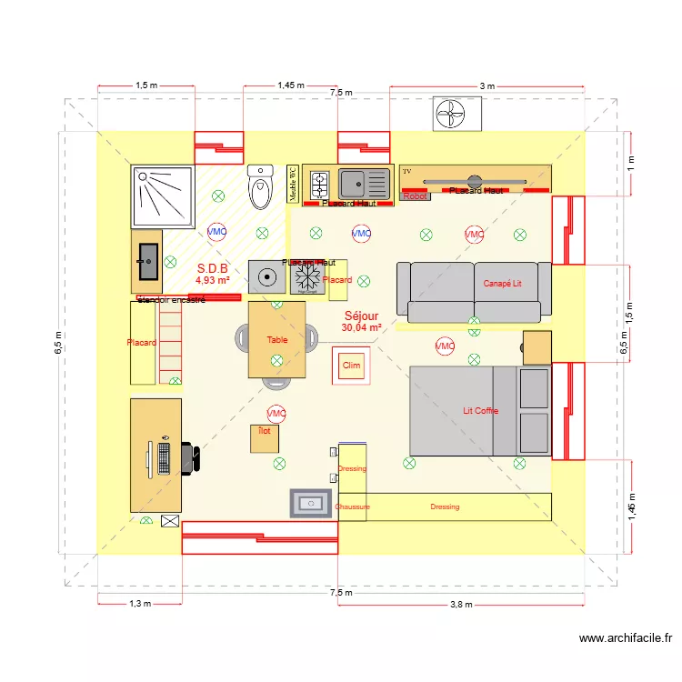 Petite maison Traditionnel Theo. Plan de 2  et 35 m²