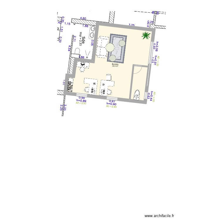 TOISON D OR CONCIERGERIE. Plan de 1 pièce et 35 m2
